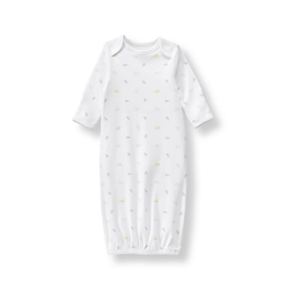 Janie and Jack 3-6 Month Signature Layette Elephant Gown With Mitten Cuffs